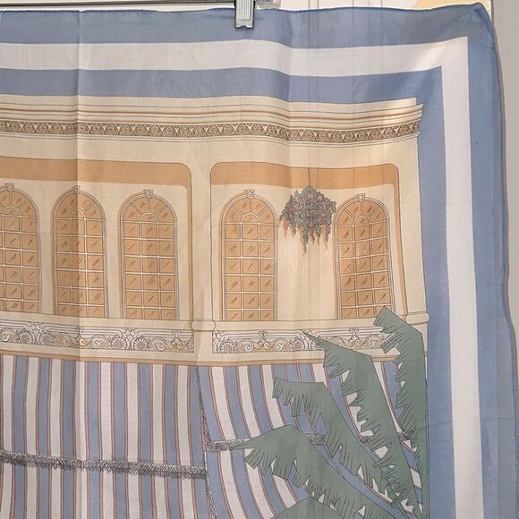 Vintage 1987 Ginnie Johansen Large Thin Cotton Architectural Print Scarf - Picture 3 of 9
